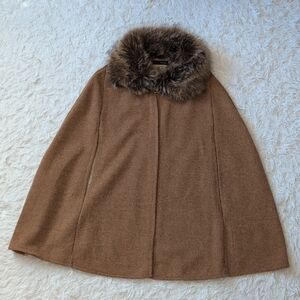 Brown Cape with Faux Fur Collar